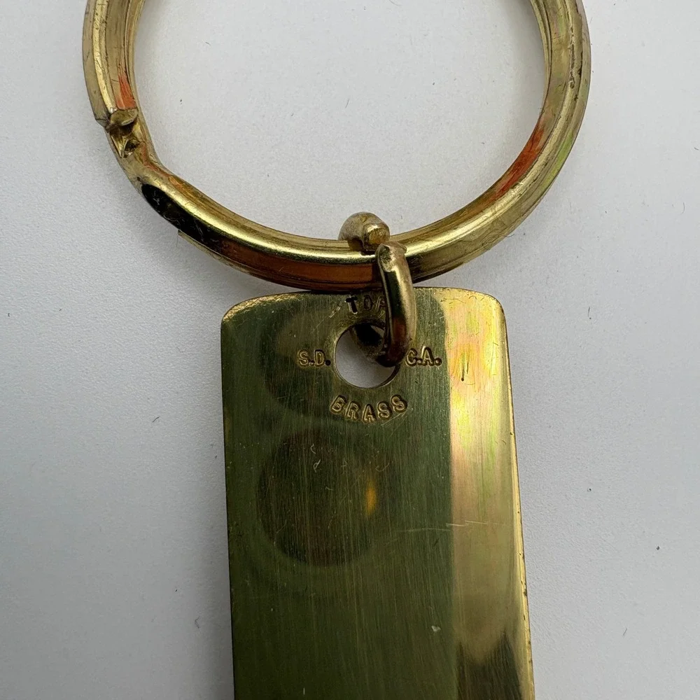 Vintage Irene's Keys Solid Brass Engraved Bar Keychain  S.D. G.A. Brass